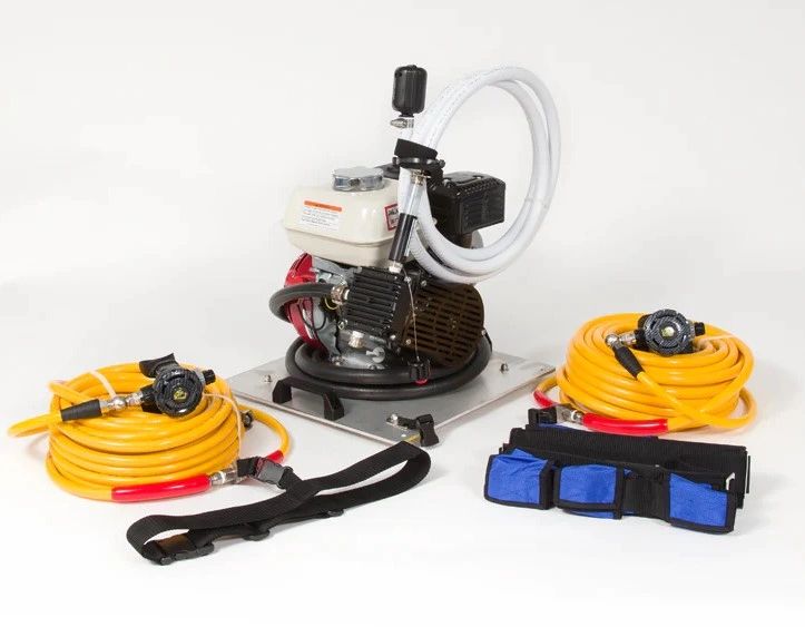 Gas Powered 2 Diver Scuba Hookah Diving Compressor for Deck, Dock, or Boat Mounting with a 12.5